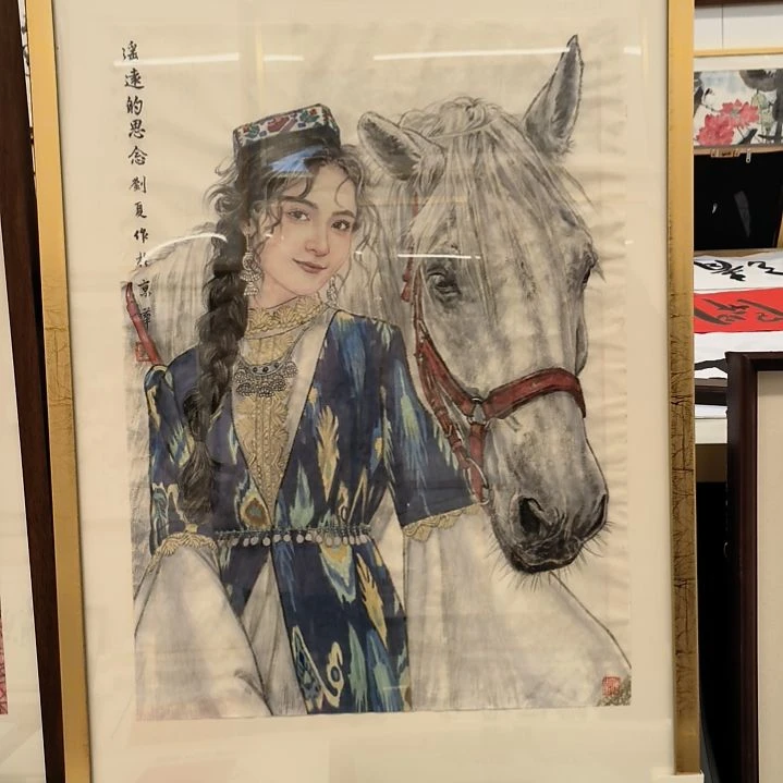 国画3平尺带框发作品