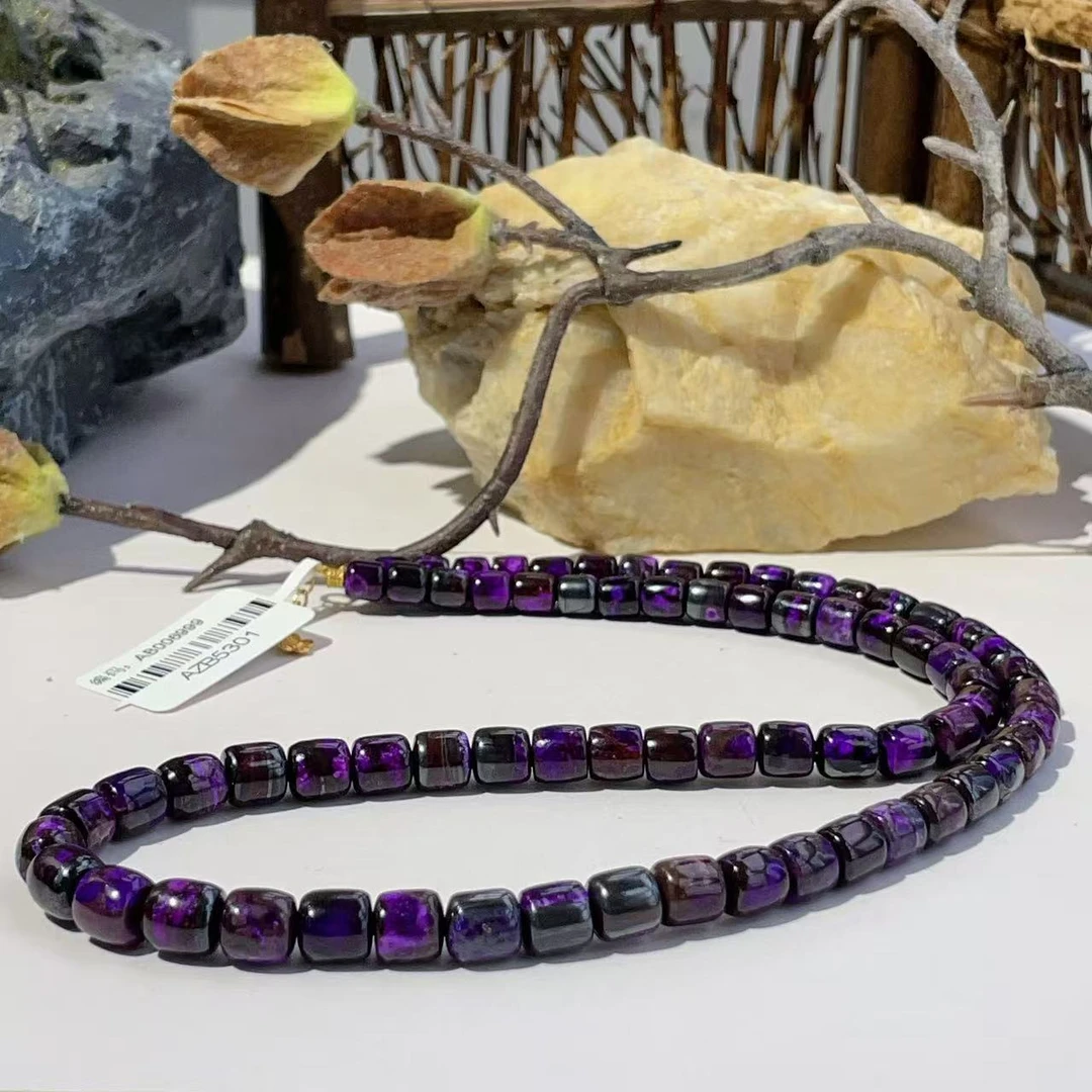 舒俱来红丝绒桶珠素款项链18k/45cm/AZB5301(迷红）紫色