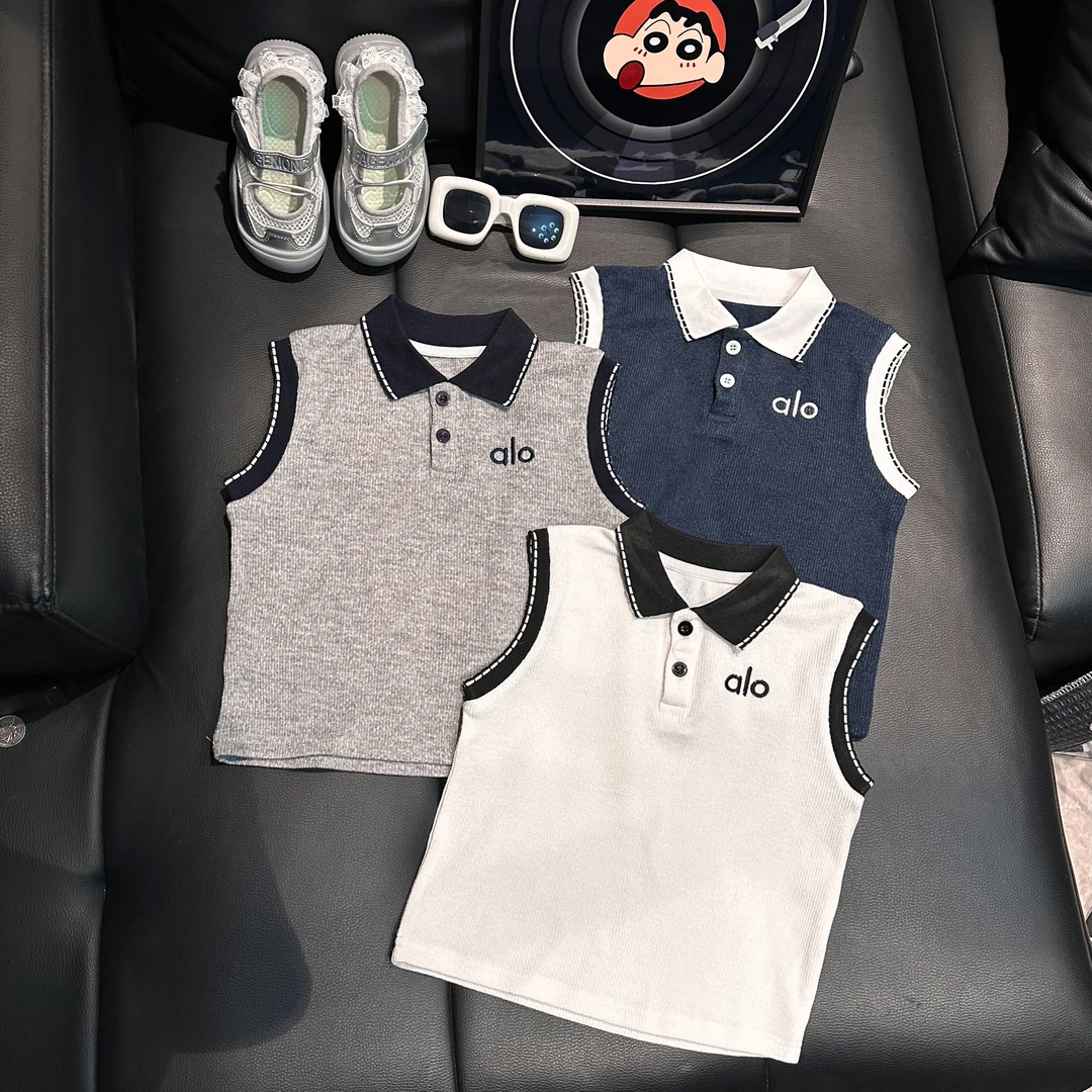 【亲子装】女童新款设计感Polo领撞色刺绣针织衫夏季百搭上衣螺纹领