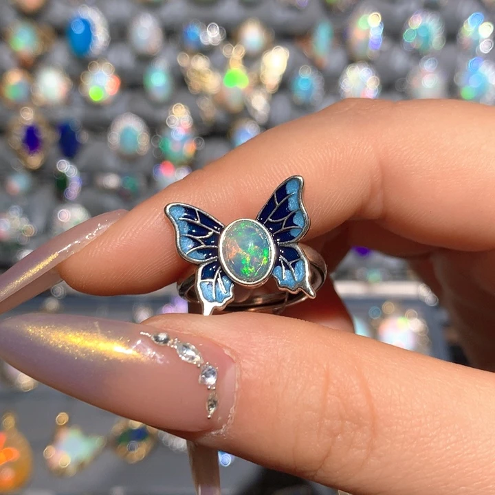 欧泊欧泊戒指t银S925镶嵌