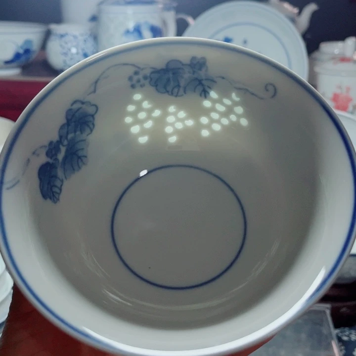 青花玲珑5寸饭碗葡萄