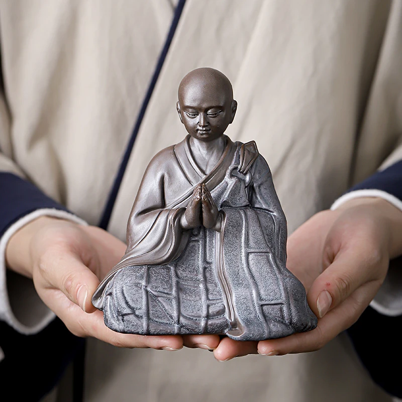 陶瓷可爱装饰品摆设小和尚茶宠工艺品电视柜酒柜玄关摆放禅意创意