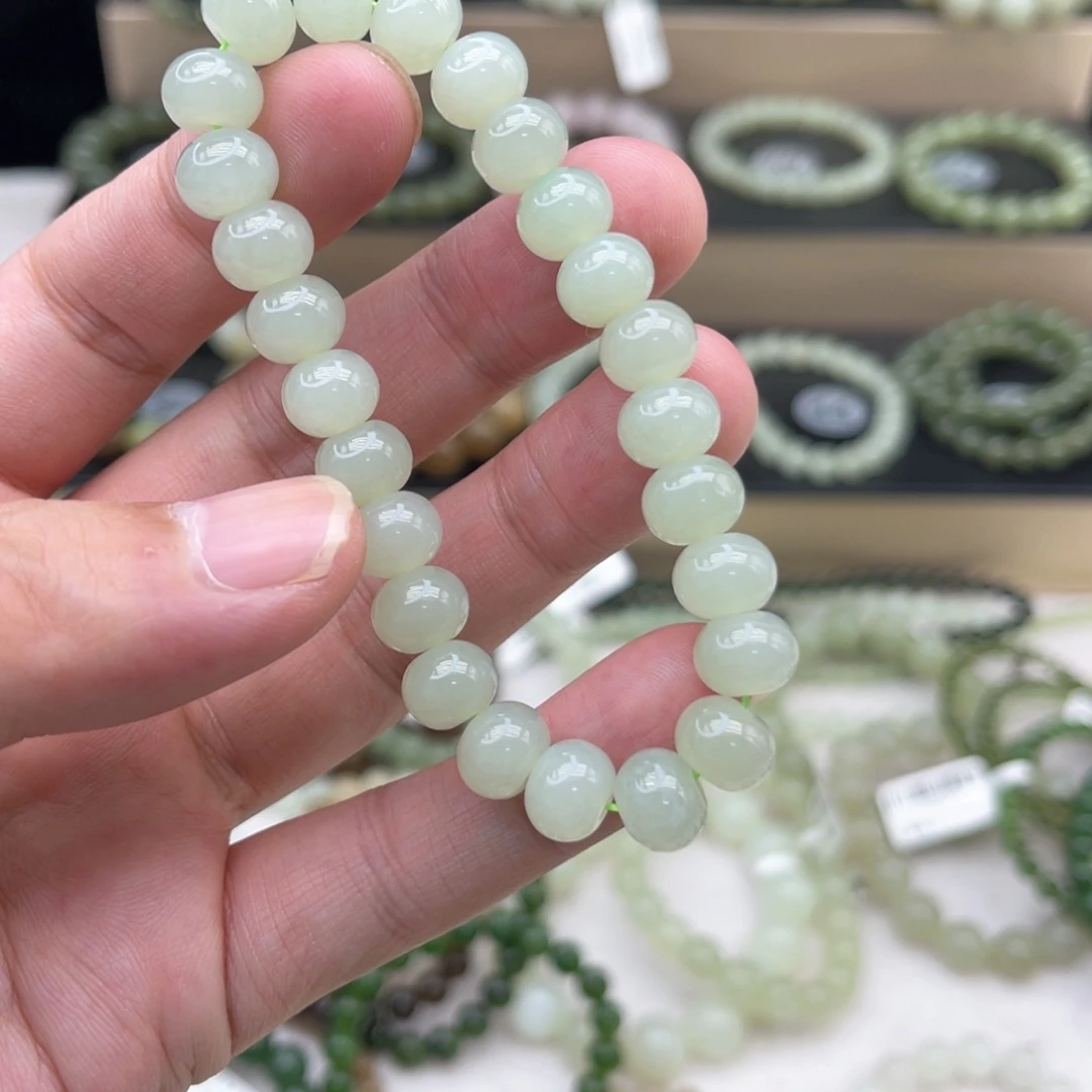 手链未镶嵌和田玉卡9且末蓝算盘珠