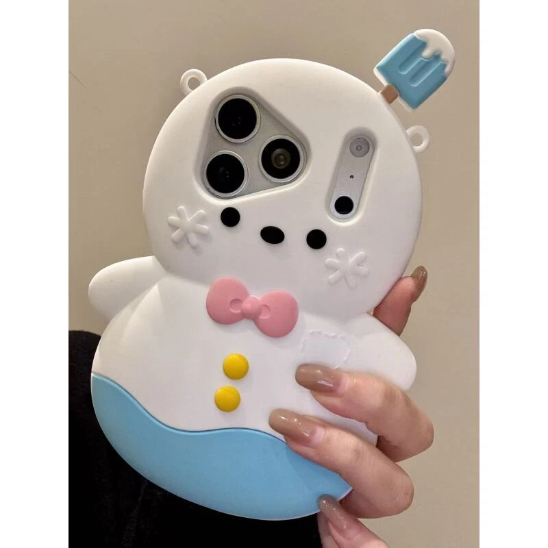 萌趣可爱硅胶蓝裤雪人冰淇淋适用于iphone17promax苹果16手机壳15