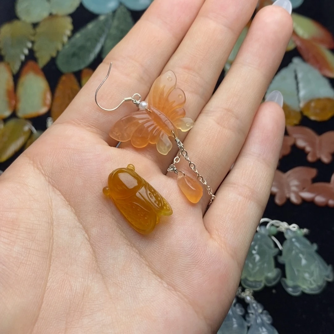 想***夜蛇纹石玉未镶嵌耳饰/颈饰