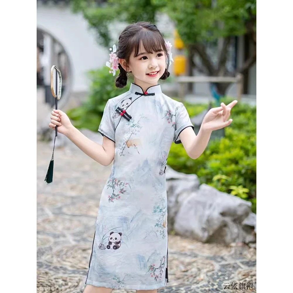 旗袍女童民国风连衣裙夏款新中式高端小女孩演出服儿童改良中国风