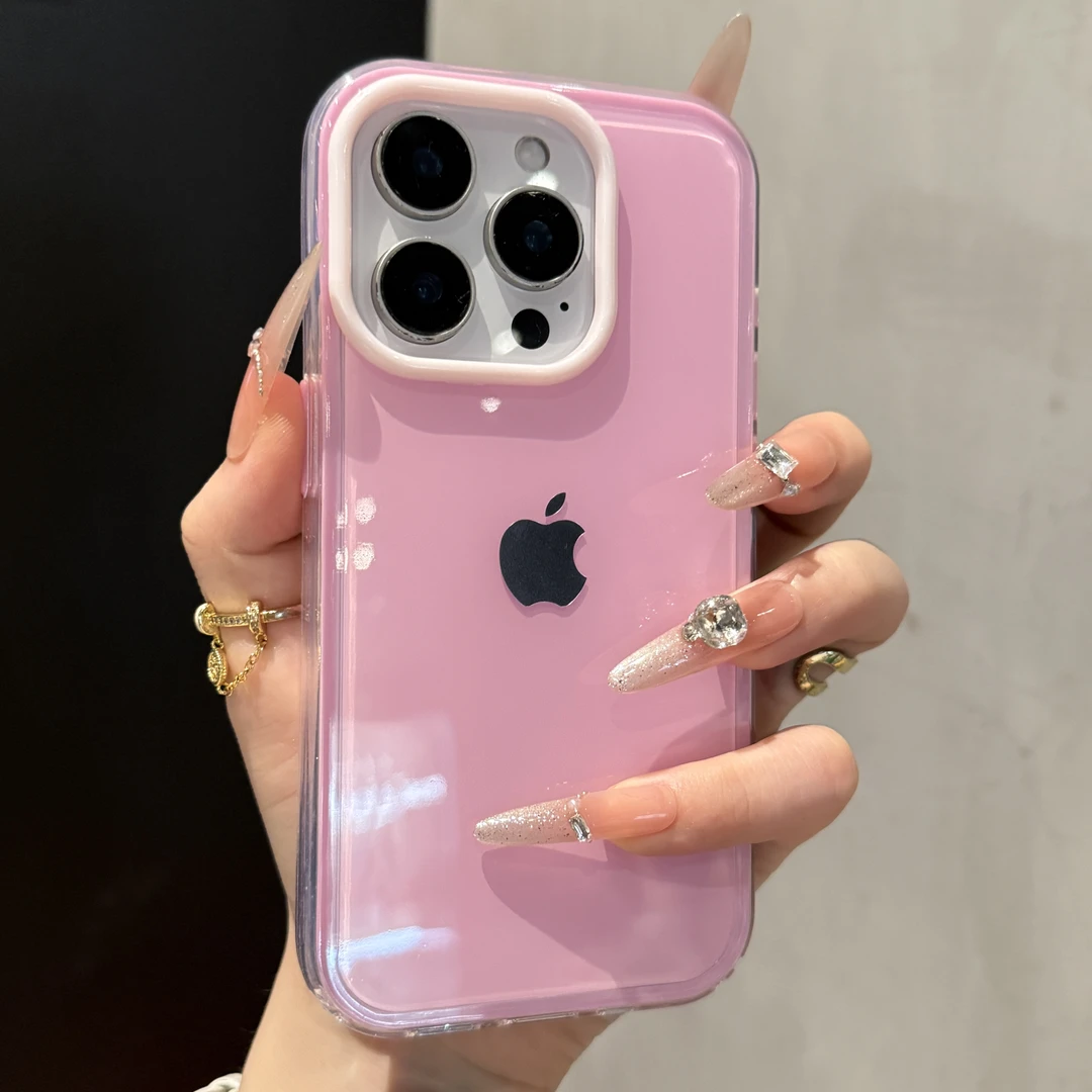 ins风高颜值撞色果冻适用苹果16手机壳iPhone15promax时尚14/13女