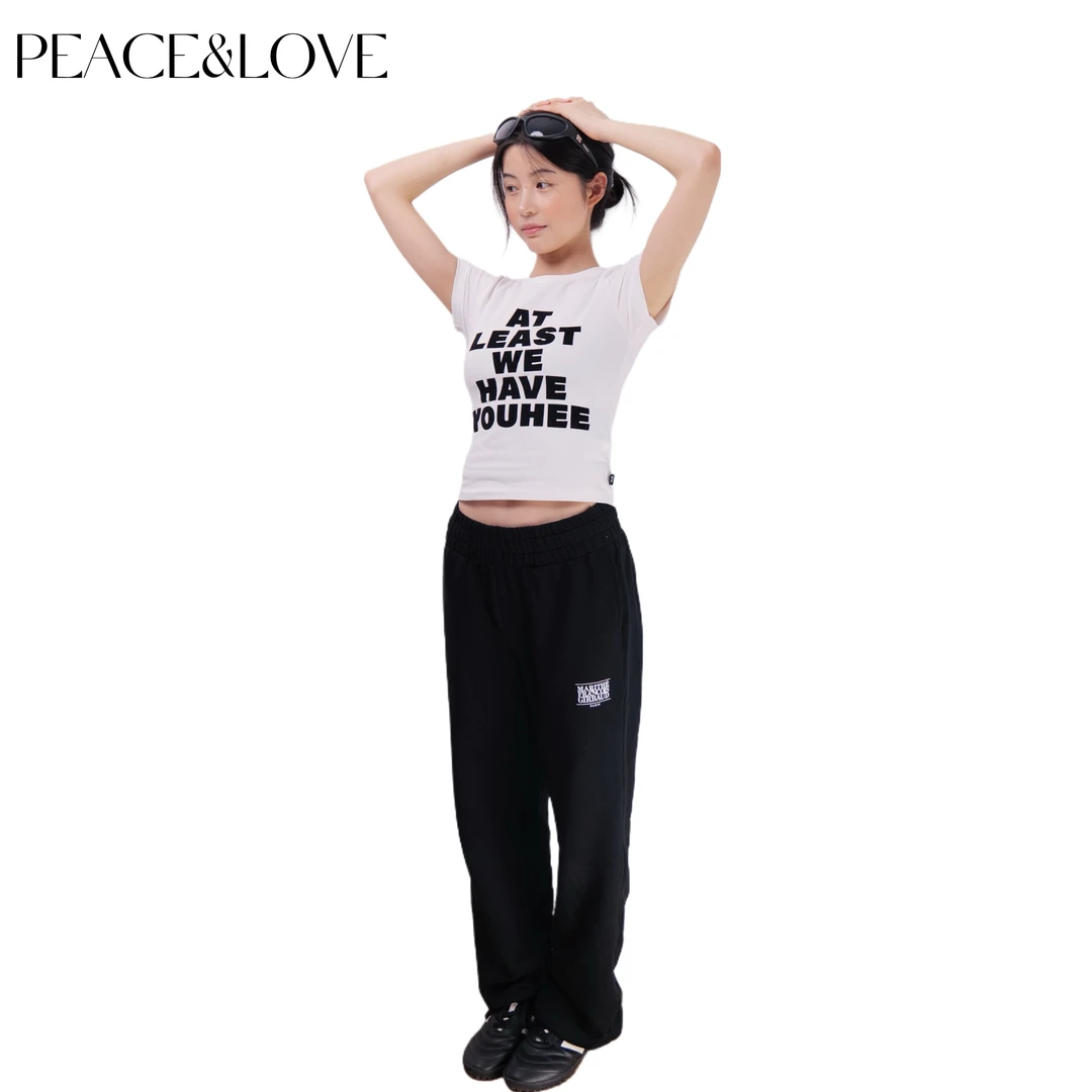 PEACE&LOVE 小众设计女团风baby字母T恤