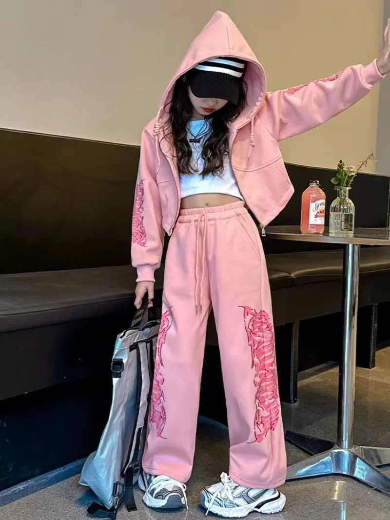 女童洋气卫衣套装甜辣风运动服春季炸街慵懒风时髦春装