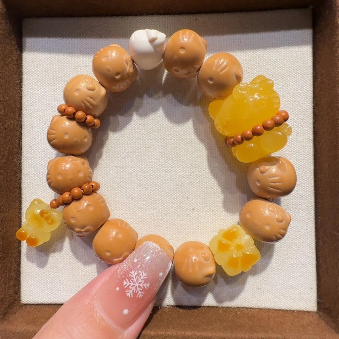 琥珀未镶嵌珠宝奇石KT猫手串