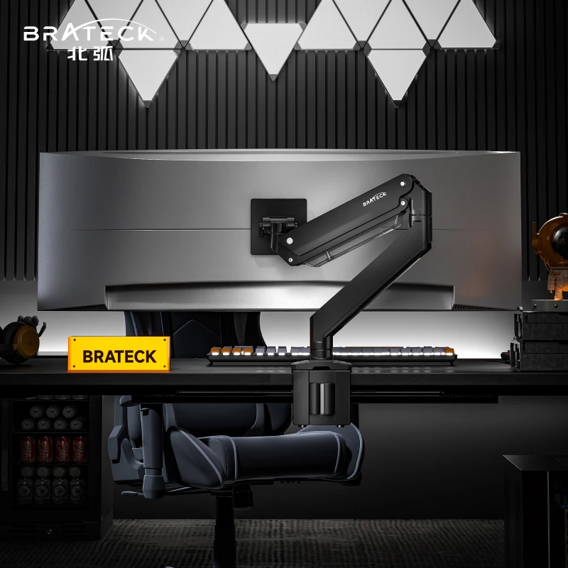 Brateck/北弧E600二代曲面气弹簧承重大屏显示器全铝合金电脑支架