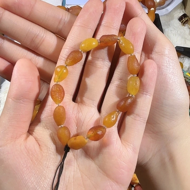 琥珀未镶嵌手链蜜蜡海漂手串