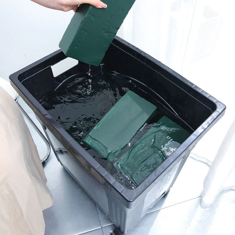 法式养花桶花店专用醒花桶特大款带轮子塑料养花桶北欧风深水花桶