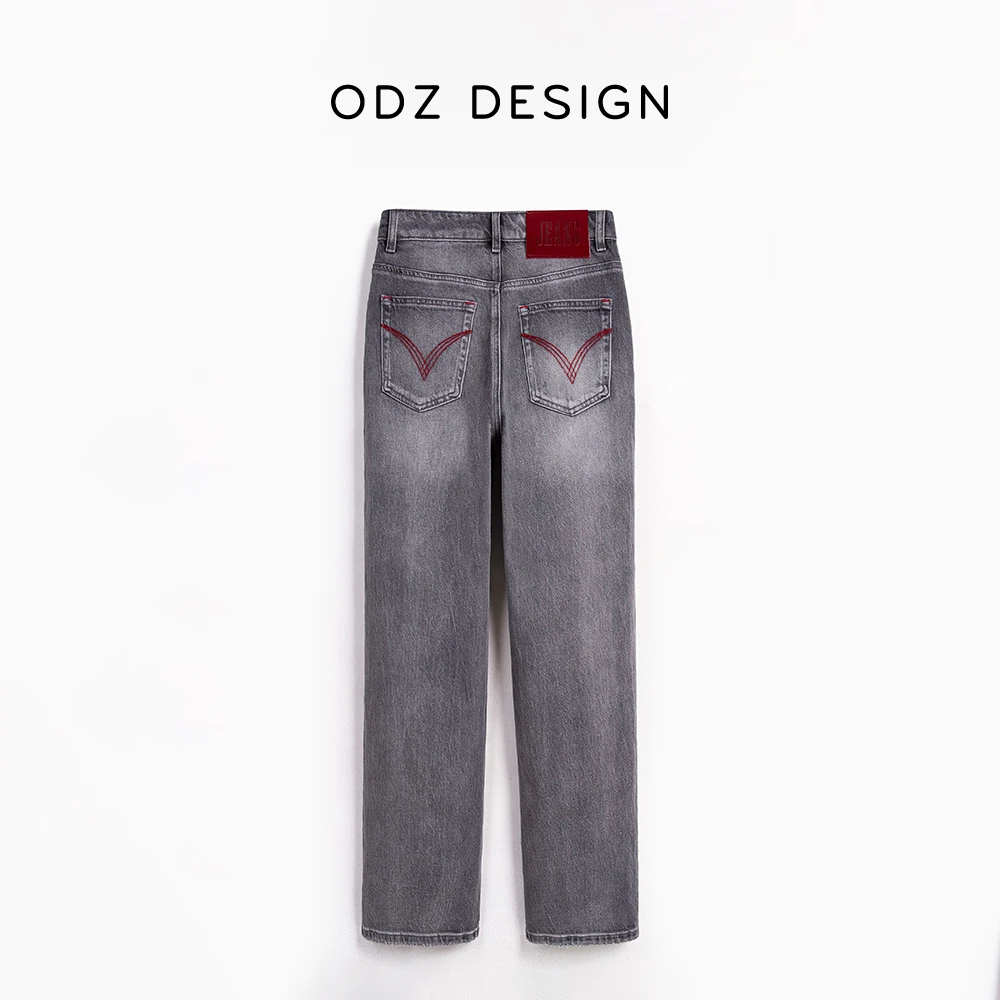 奢牌同源/高级暮色灰显瘦窄版直筒牛仔裤女新款薯条裤