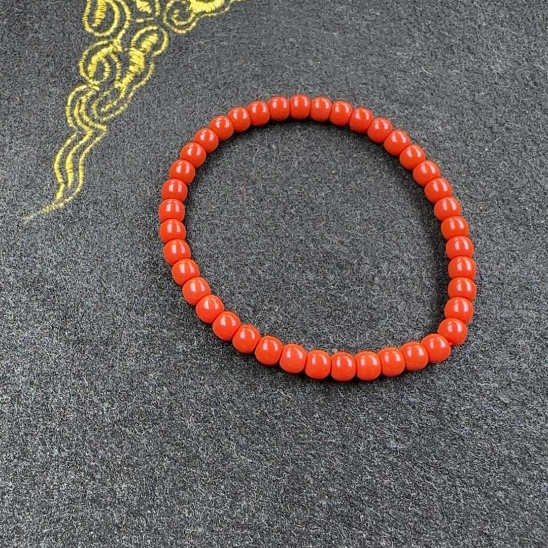 手链未镶嵌南红玛瑙满色满肉5mm锦红老型单圈