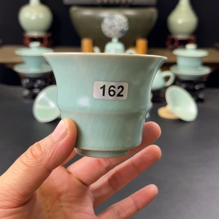 瓷片仿古釉汝官窑竹节杯162号