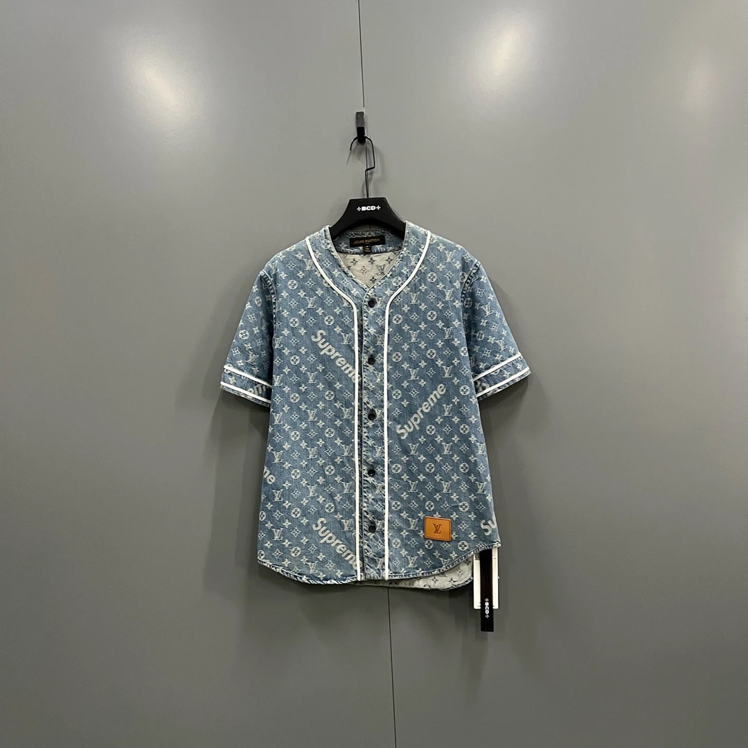 95新 LouisVuitton/路易威登 楠21 老花字母logo短袖衬衫 018097
