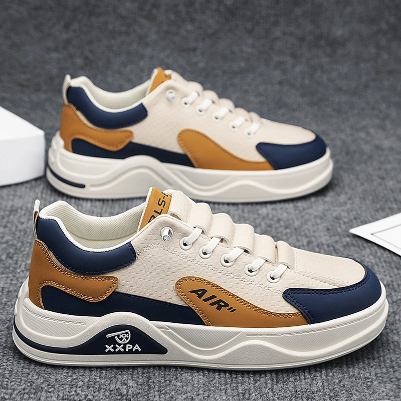 【设计师款】男鞋2025秋季新款百搭皮面增高板鞋防滑耐磨软底休闲鞋