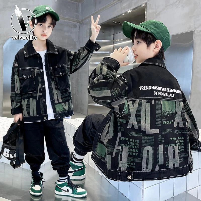 VALVOELITE新款牛仔外套男童秋休闲洋派韩版中大童痞帅炸街小夹克