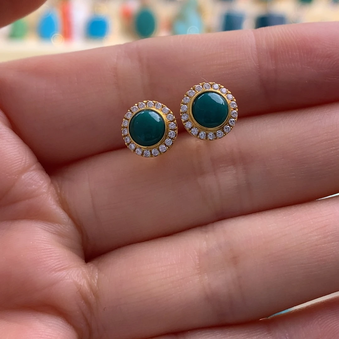 未镶嵌绿松石耳钉