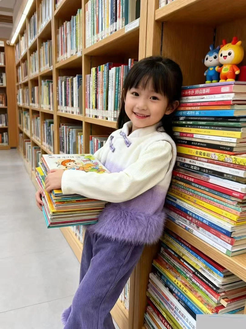 2025年女童女孩新中式秋冬季新时尚渐变紫加厚保暖马甲裤子套装