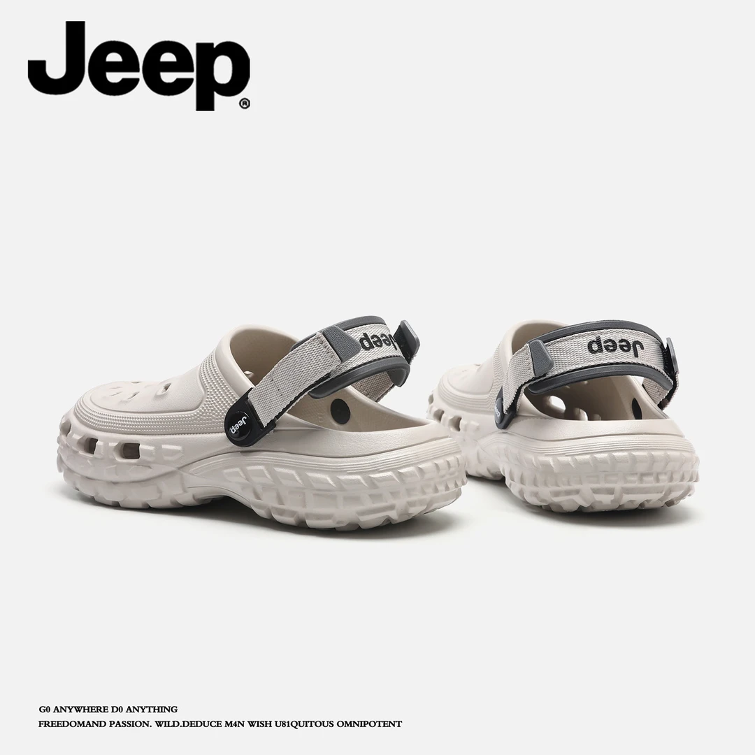 JEEP/吉普凉鞋男款夏季外穿开车两用沙滩鞋防滑运动洞洞包头拖鞋
