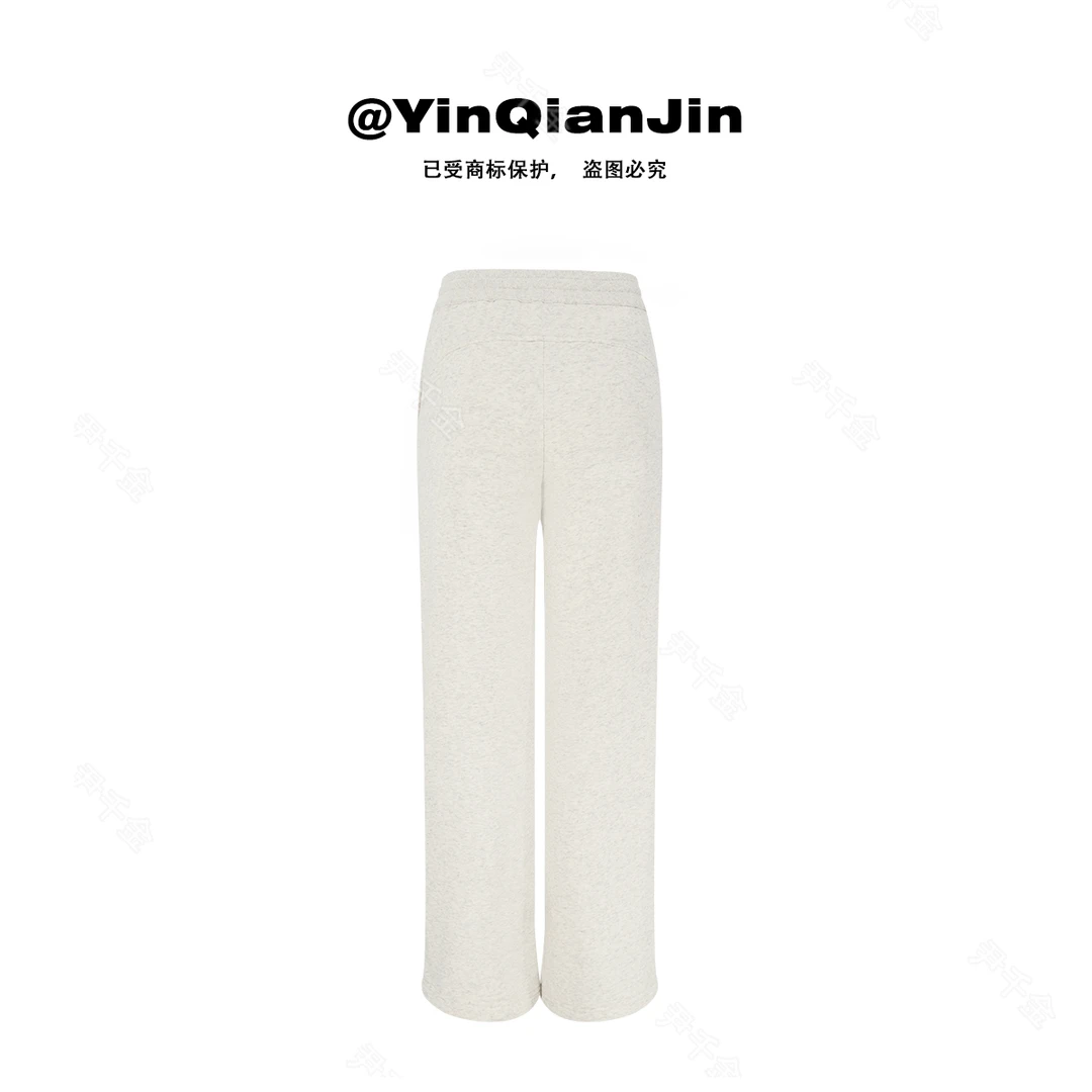 尹千金【百搭公式 】秋冬Lu家开版 堆叠感直筒绒感运动卫裤K240561