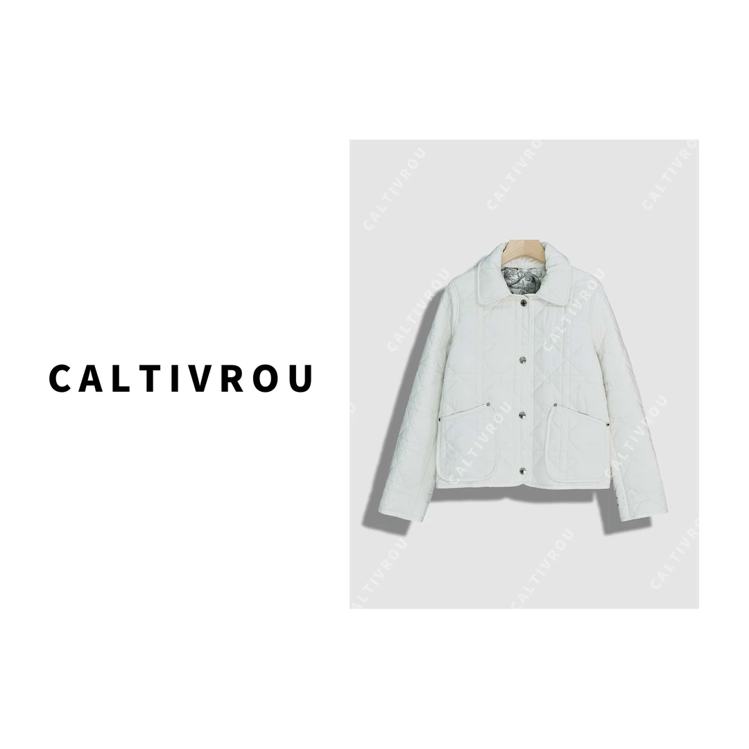 Caltivrou简约翻领通勤单排扣轻薄棉服-Y18616