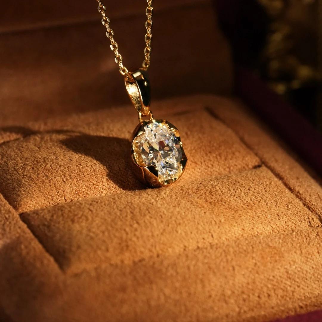 吊坠925银合成锆石 镀K金层S925银镶钻【LUMA】大泡泡款一体链016