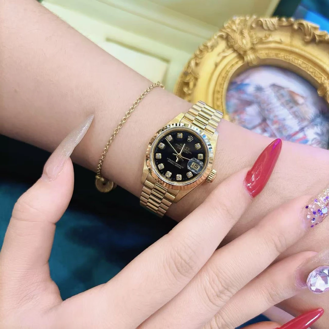 99新 Rolex/劳力士 劳力士69178日志型26mm自动机械女表原钻黑盘