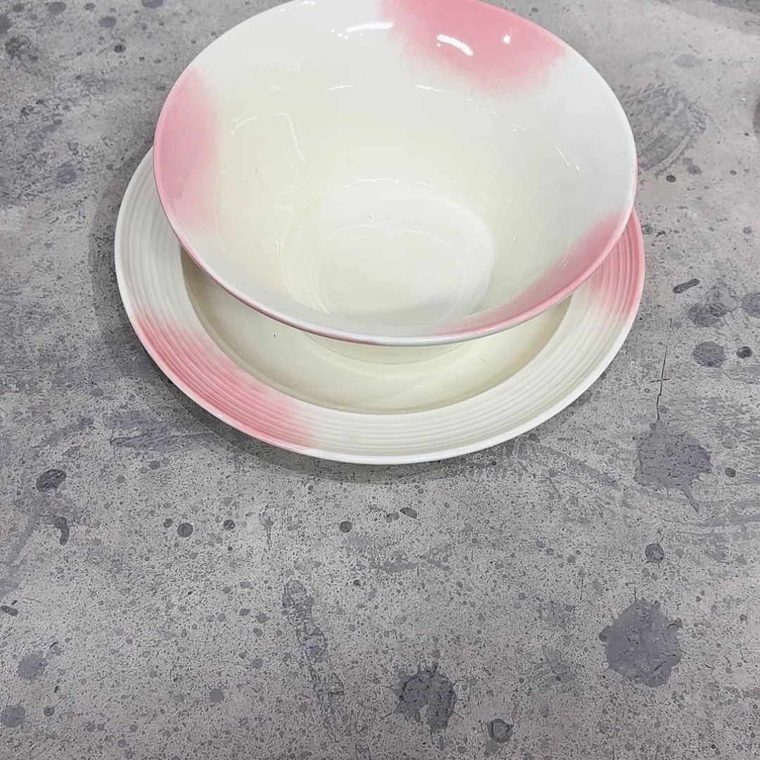 棉麻微瑕一套渐变粉