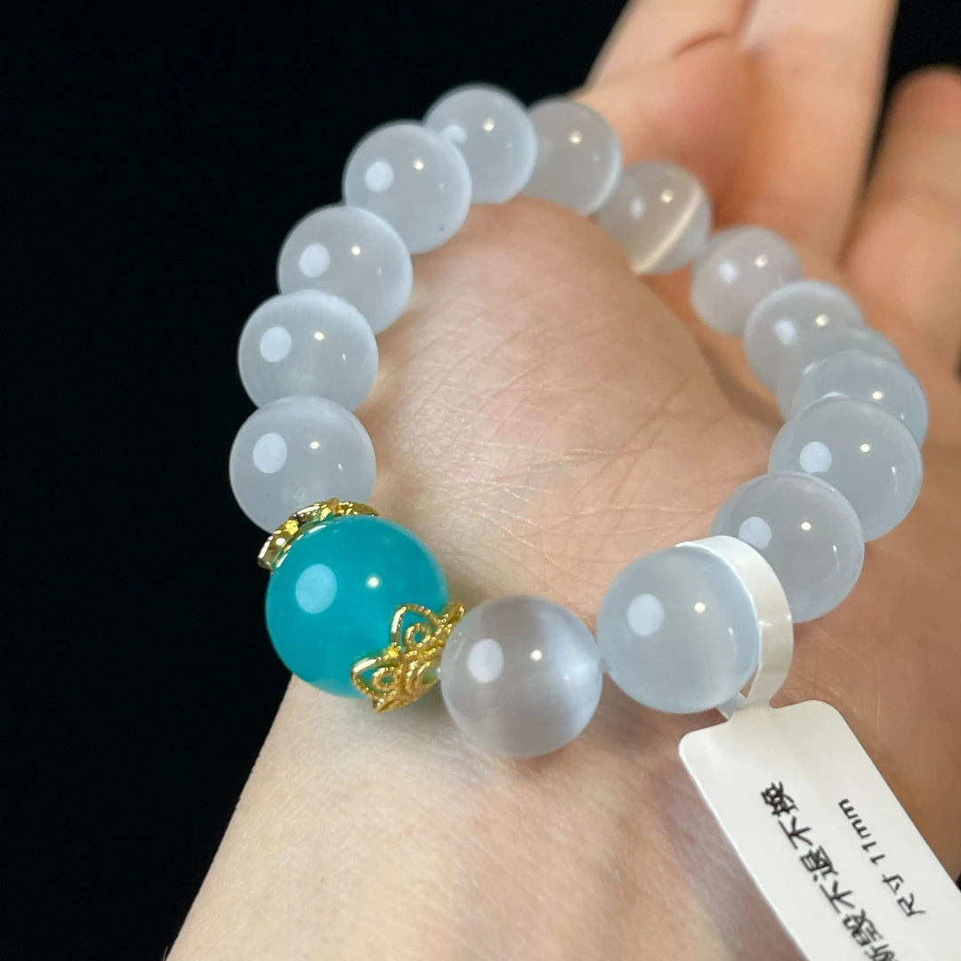 天然猫眼石海蓝宝白玛瑙时尚高雅diy串珠（下单请备注款式）