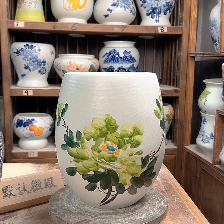 陶但盆绿绿牡丹陶瓷