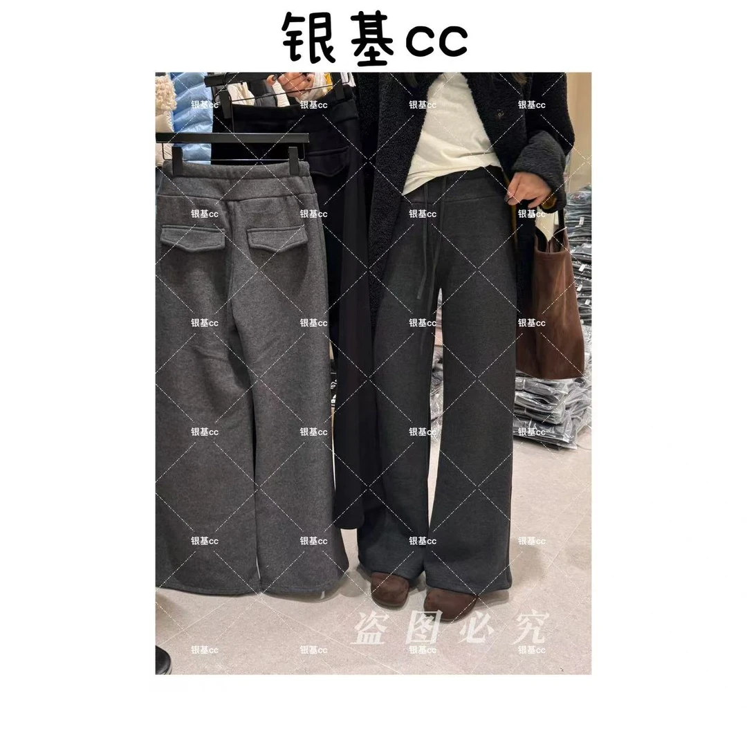 CC.studio韩系显瘦加厚加绒直筒微喇阔腿裤