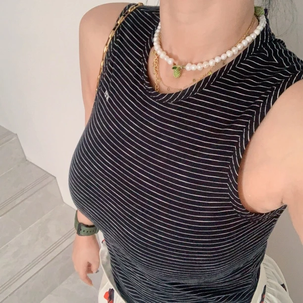 N°21黑条纹连体背心打底无袖