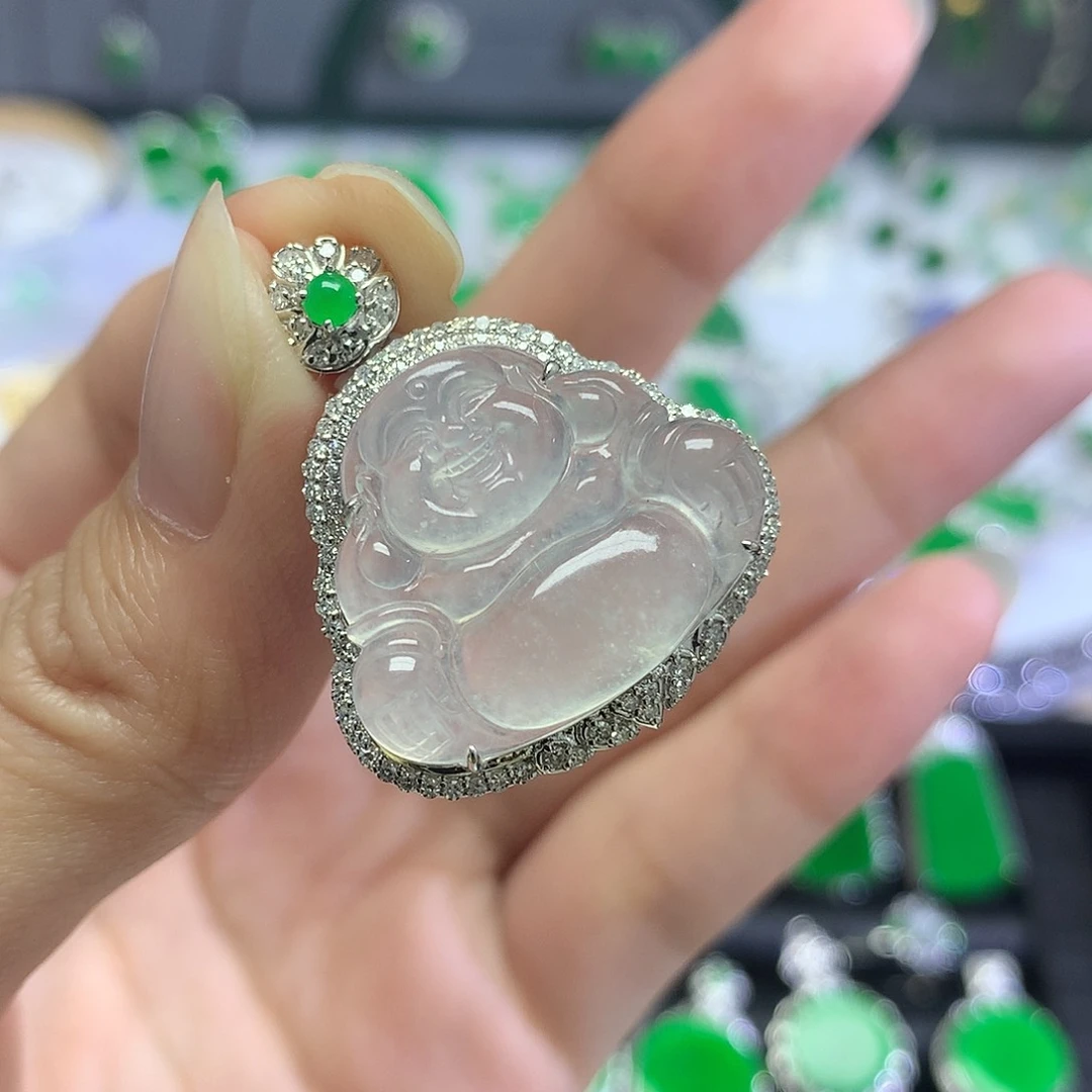 吊坠(不含链)18K金镶嵌翡翠