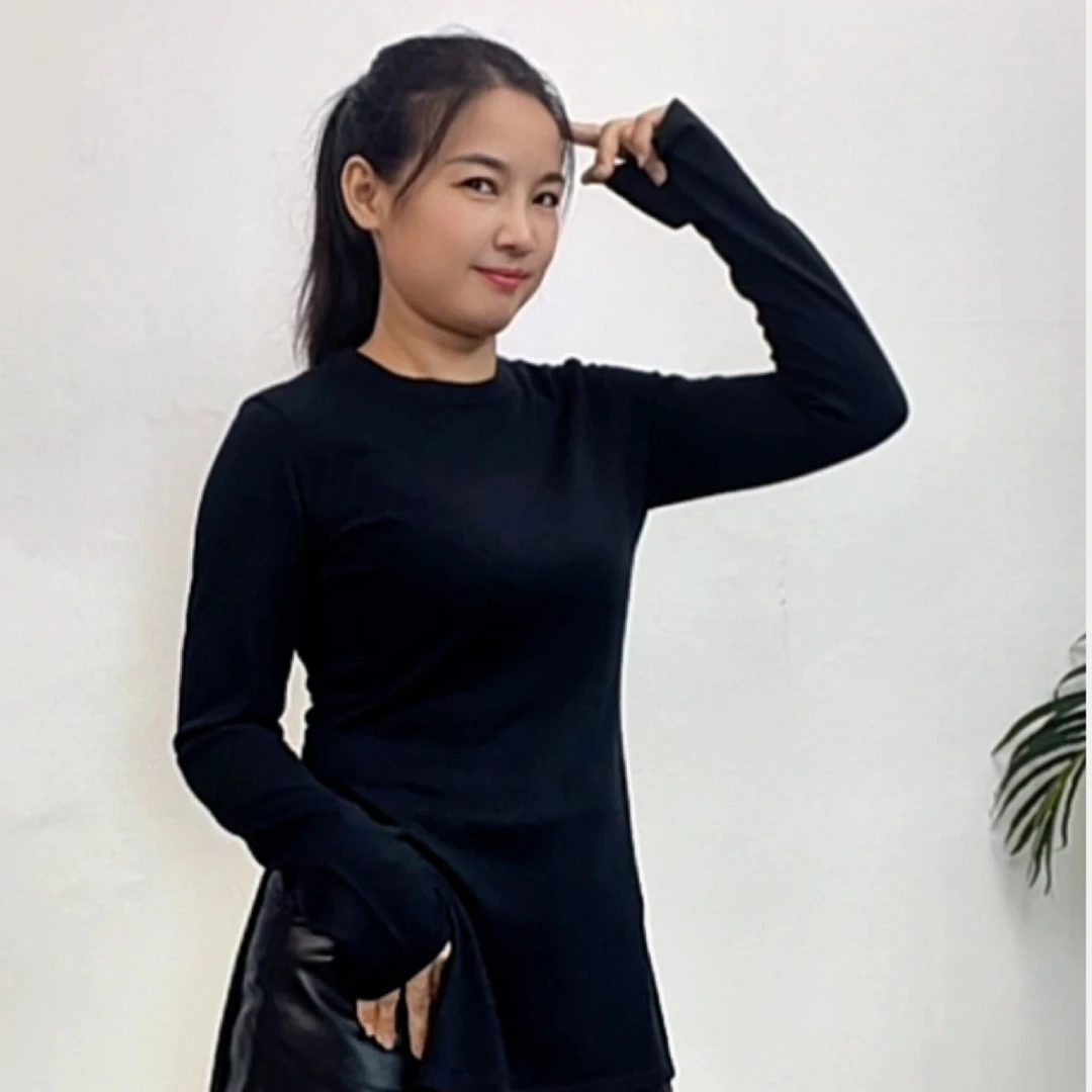 100%羊毛春秋季新款纯色圆领无袖针织上衣开叉设计时尚显瘦百搭修