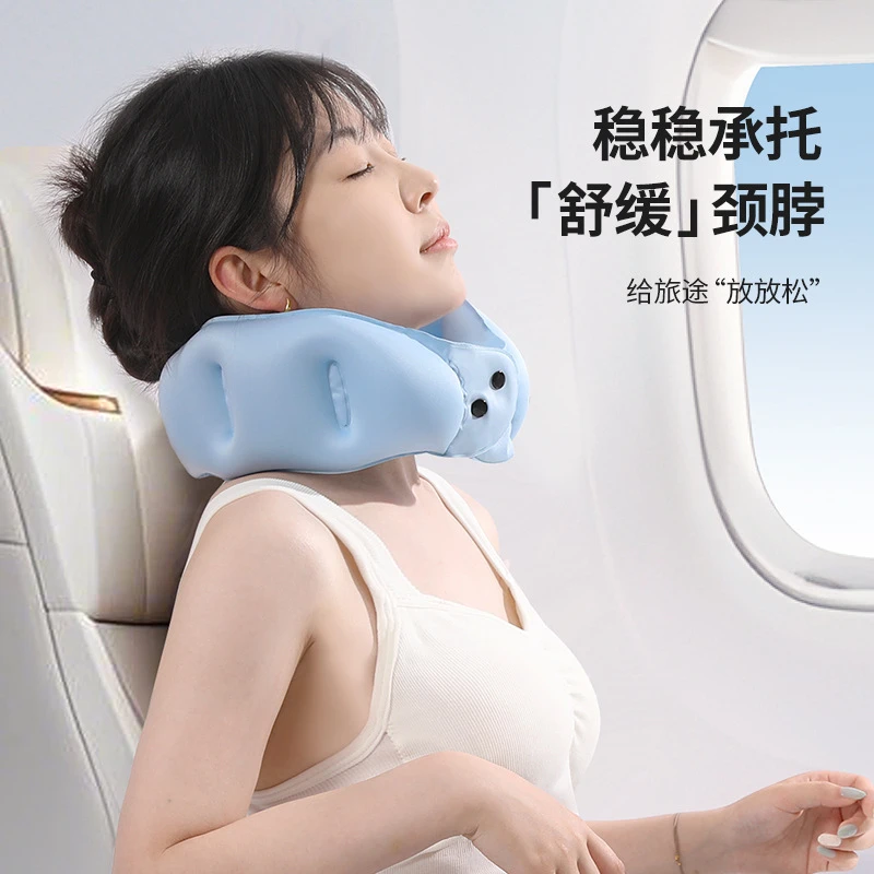 旅携式充U型护颈枕坐车长途出旅按压式充颈枕印logo