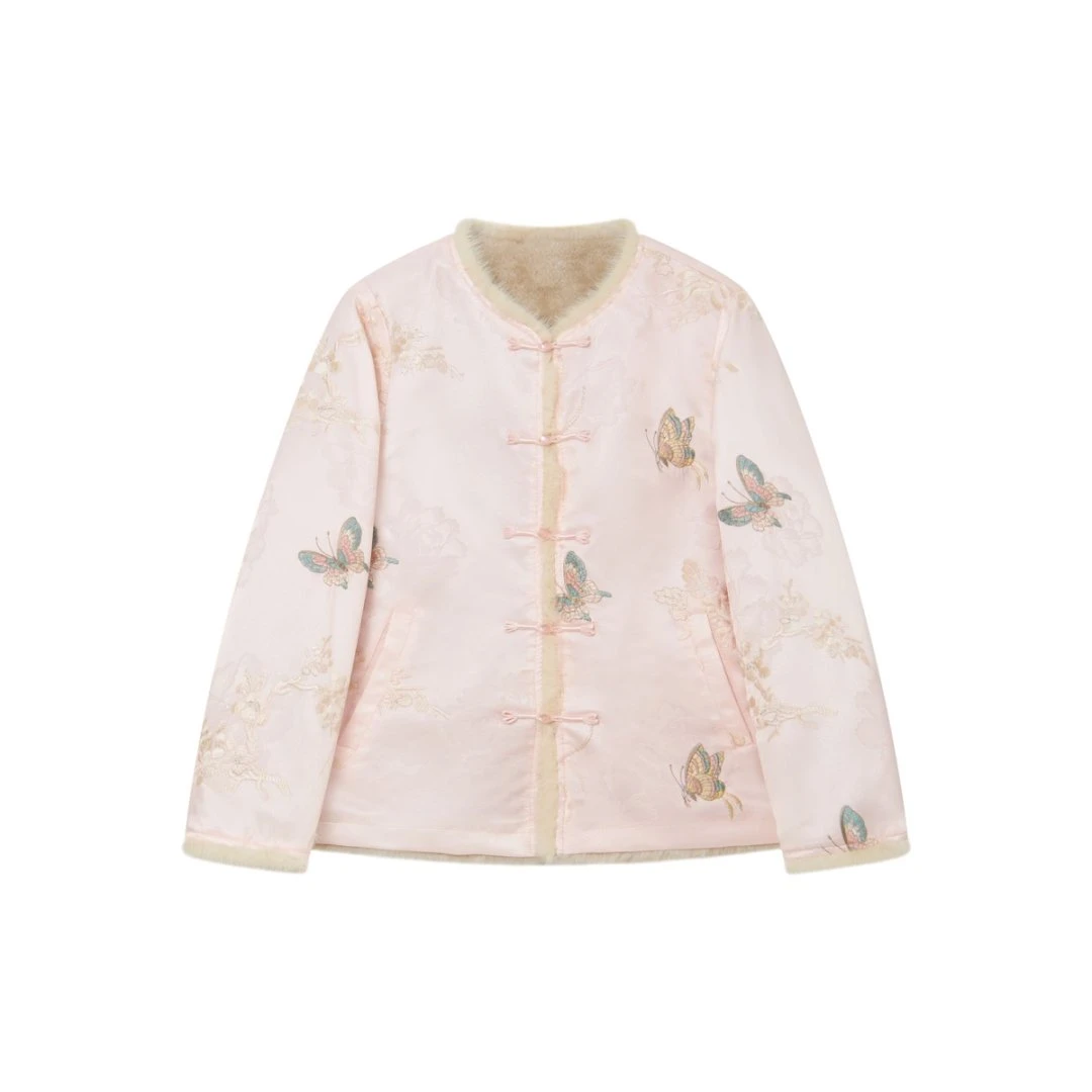 [清欢]冬季新款高奢水貂毛加厚新中式双穿上衣