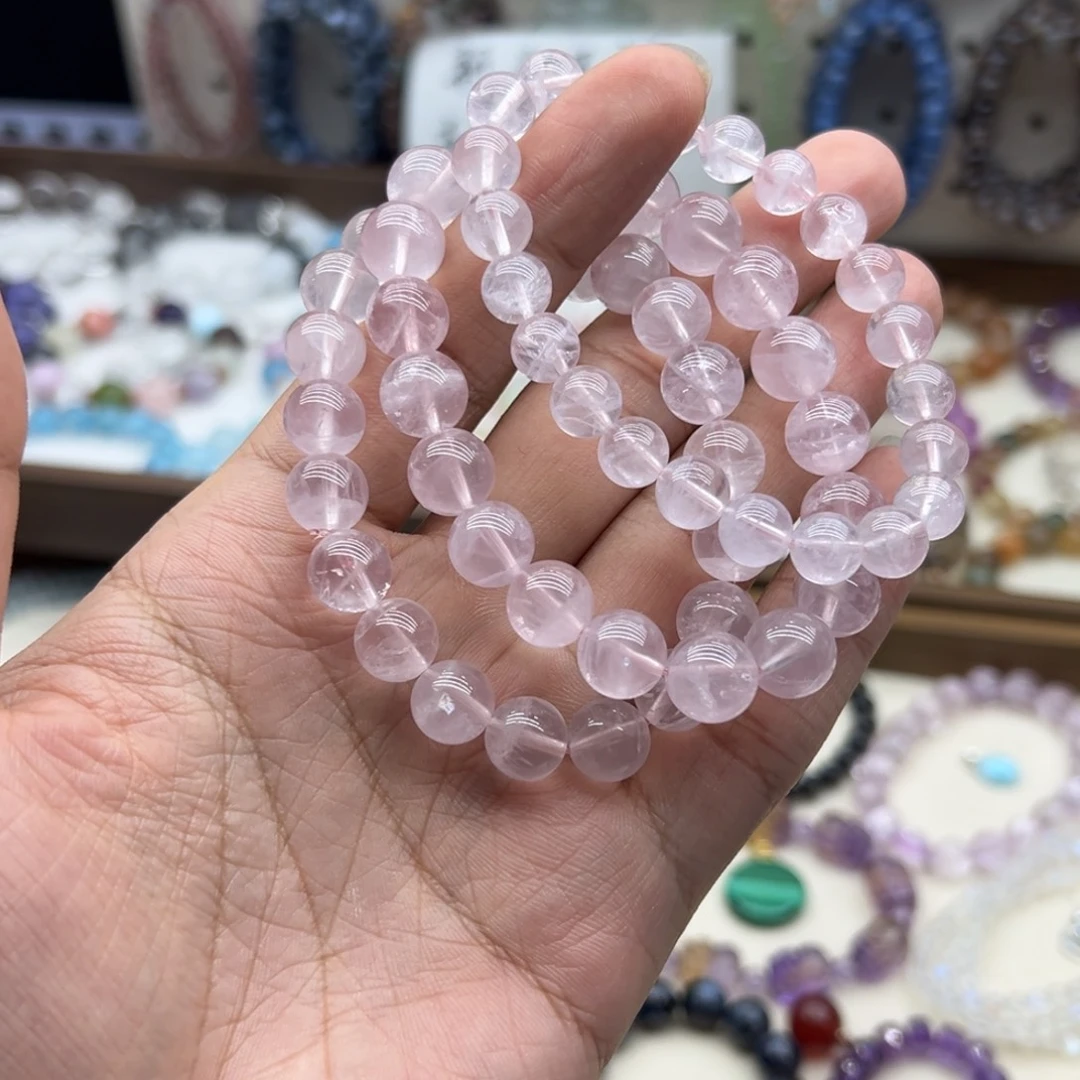 手链未镶嵌水晶10咪粉水晶手链