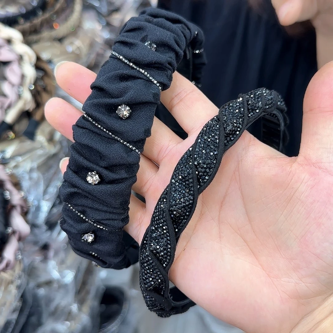 布艺非金属M06黑色钻钻发箍2个