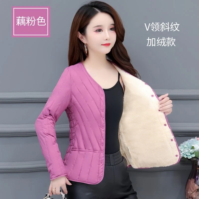 2024秋冬新羽绒棉服中老年女内胆大码短款加绒加厚妈妈装保暖外套