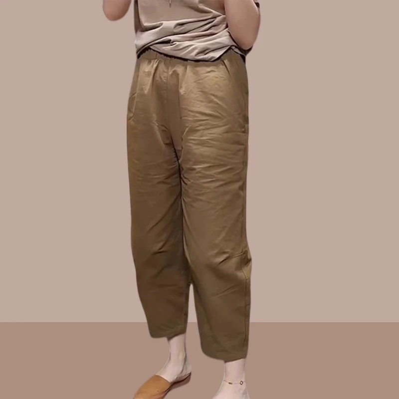 休闲简约九分裤欧洲站夏装2025新款爆款时尚百搭妈妈显瘦哈伦裤子