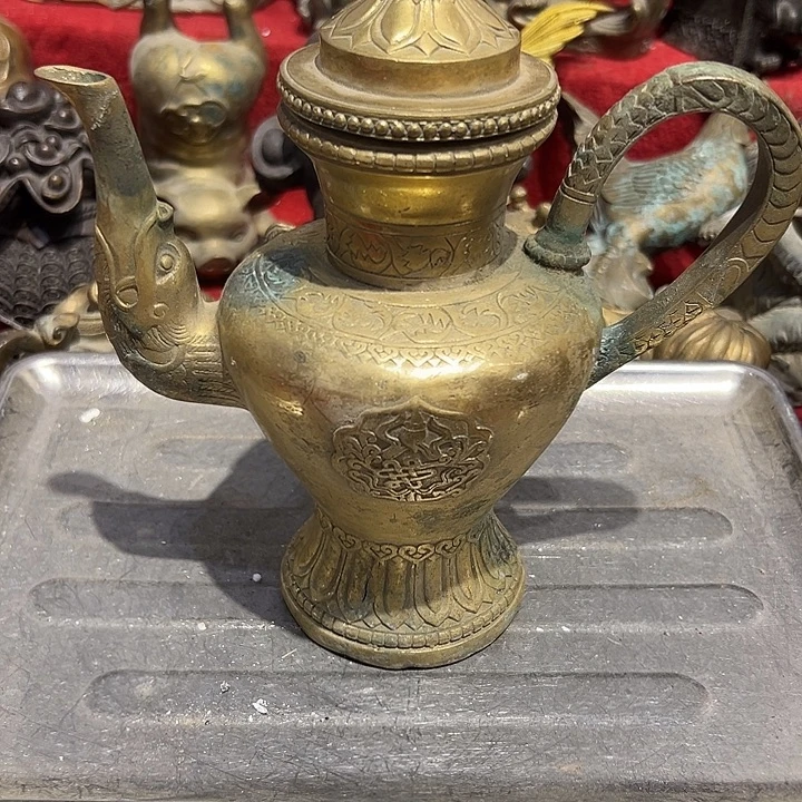 太***柏黄铜摆件，文房工艺品摆件