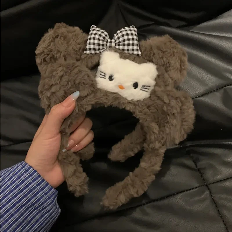 元气满满可爱毛绒猫咪发箍女秋冬新款洗脸化妆头箍卡通发饰
