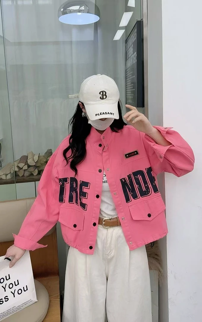 316韩版立领牛仔外套春季时尚休闲潮流宽松夹克上衣