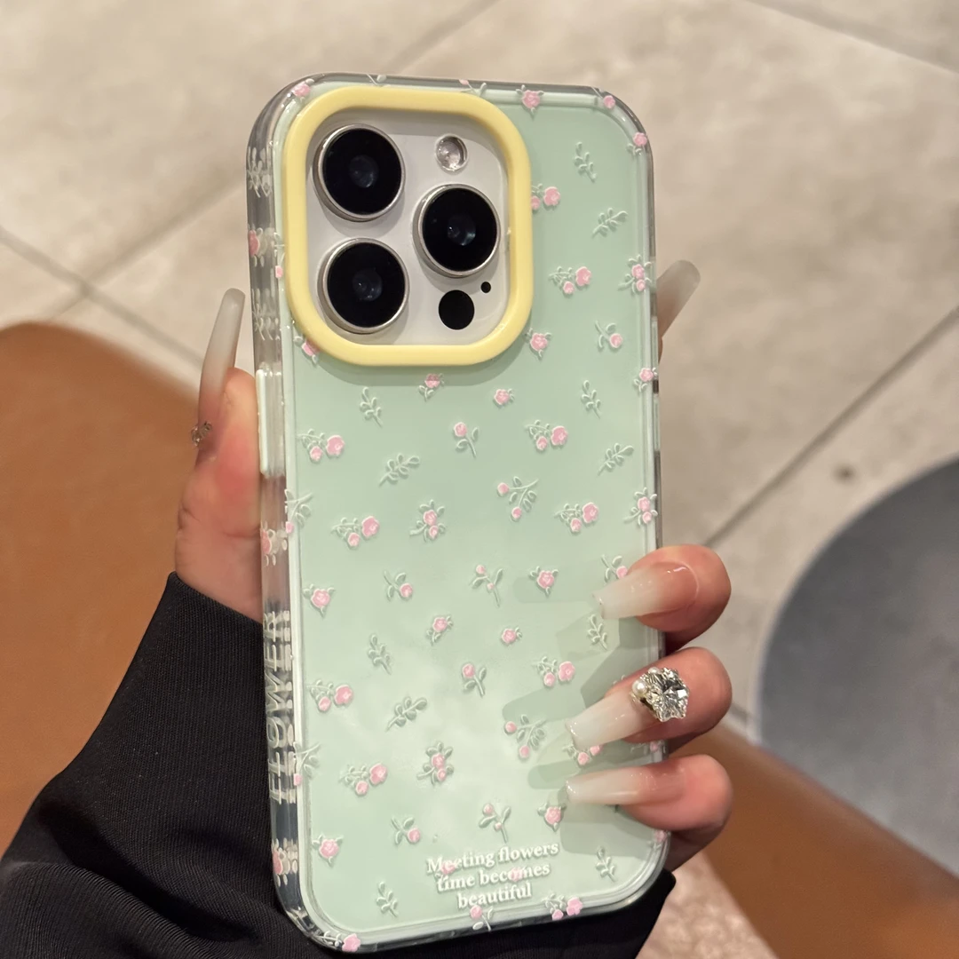 春日清新小碎花适用苹果16promax手机壳小众iPhone15简约14少女心