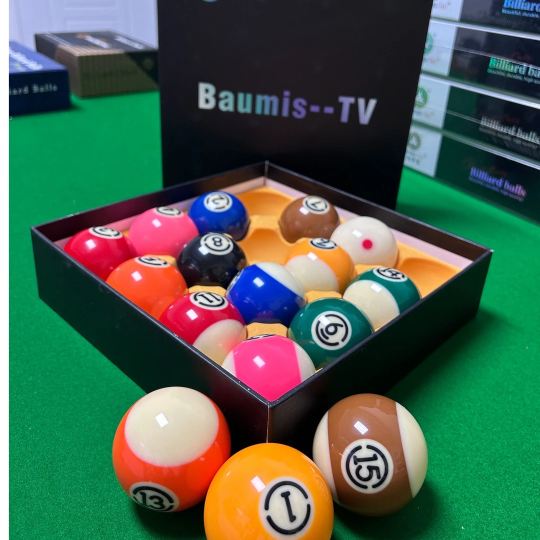 中式黑八台球子宝美斯黑金刚TV水晶球正品标准16彩树脂球台球用品