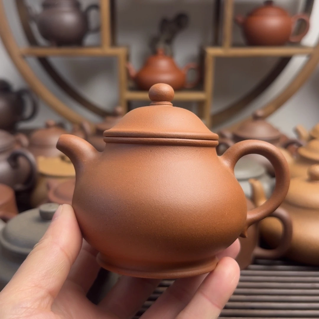 紫砂茶壶高潘200cc黄龙山红泥