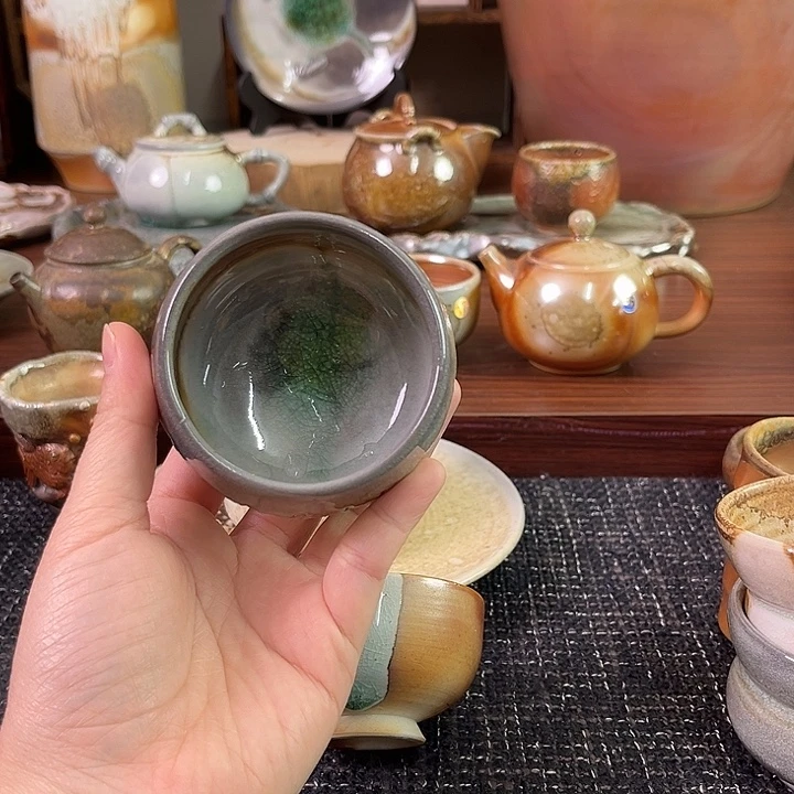 柴烧窑宝爆裂主人杯微瑕